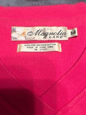 Magnolia Lane Bright Pink V-Neck Sweater